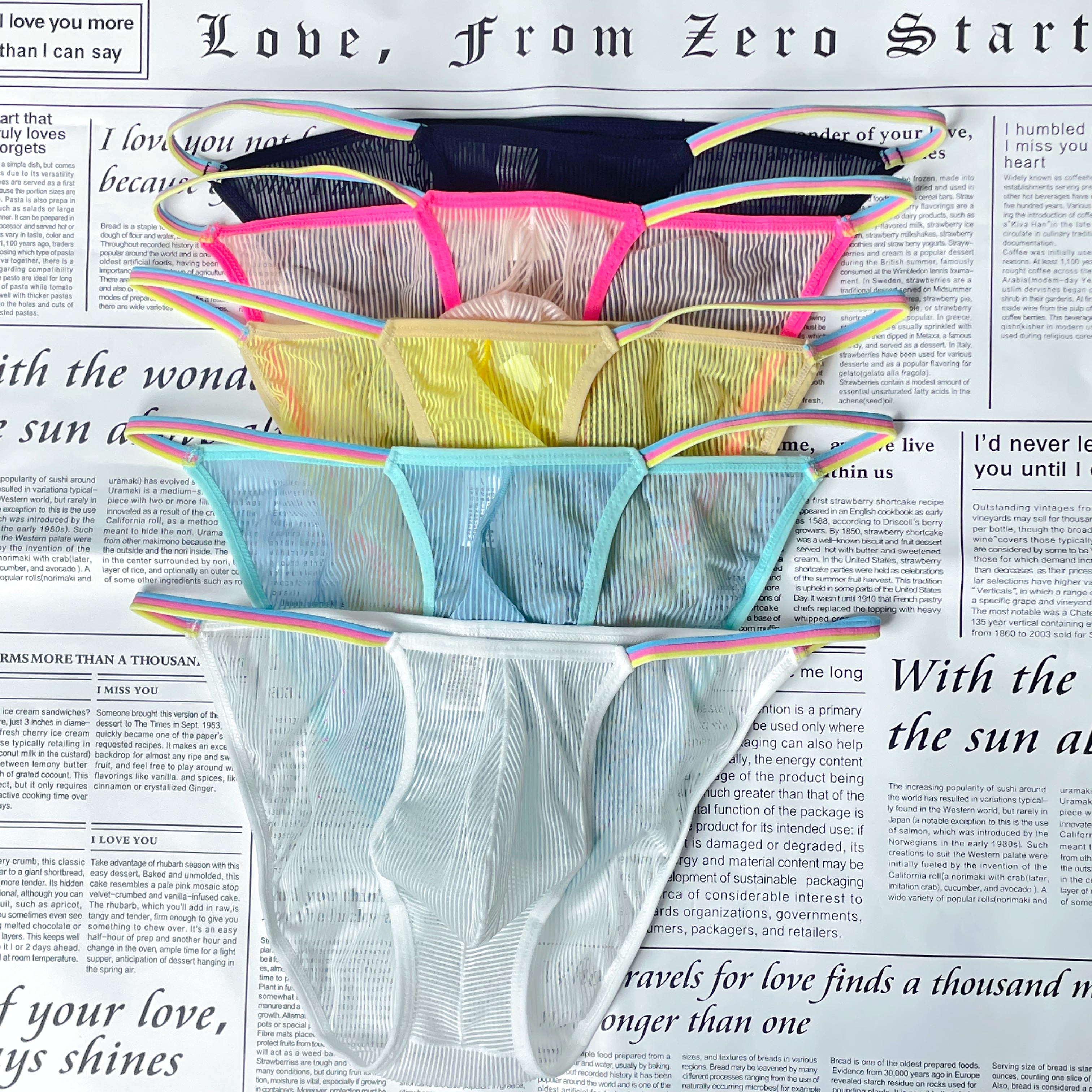 新款男士性感内裤三角裤透明网纱透气弹力时尚个性低腰三角裤男