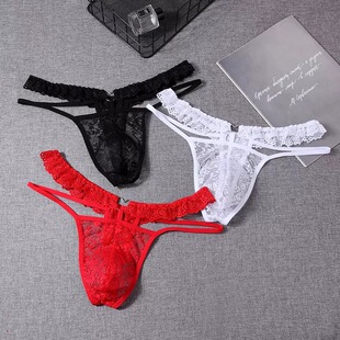 男用内裤 内裤 丁字裤 性感透视网纱蕾丝镂空内裤 男 新款 舒适个性 男士