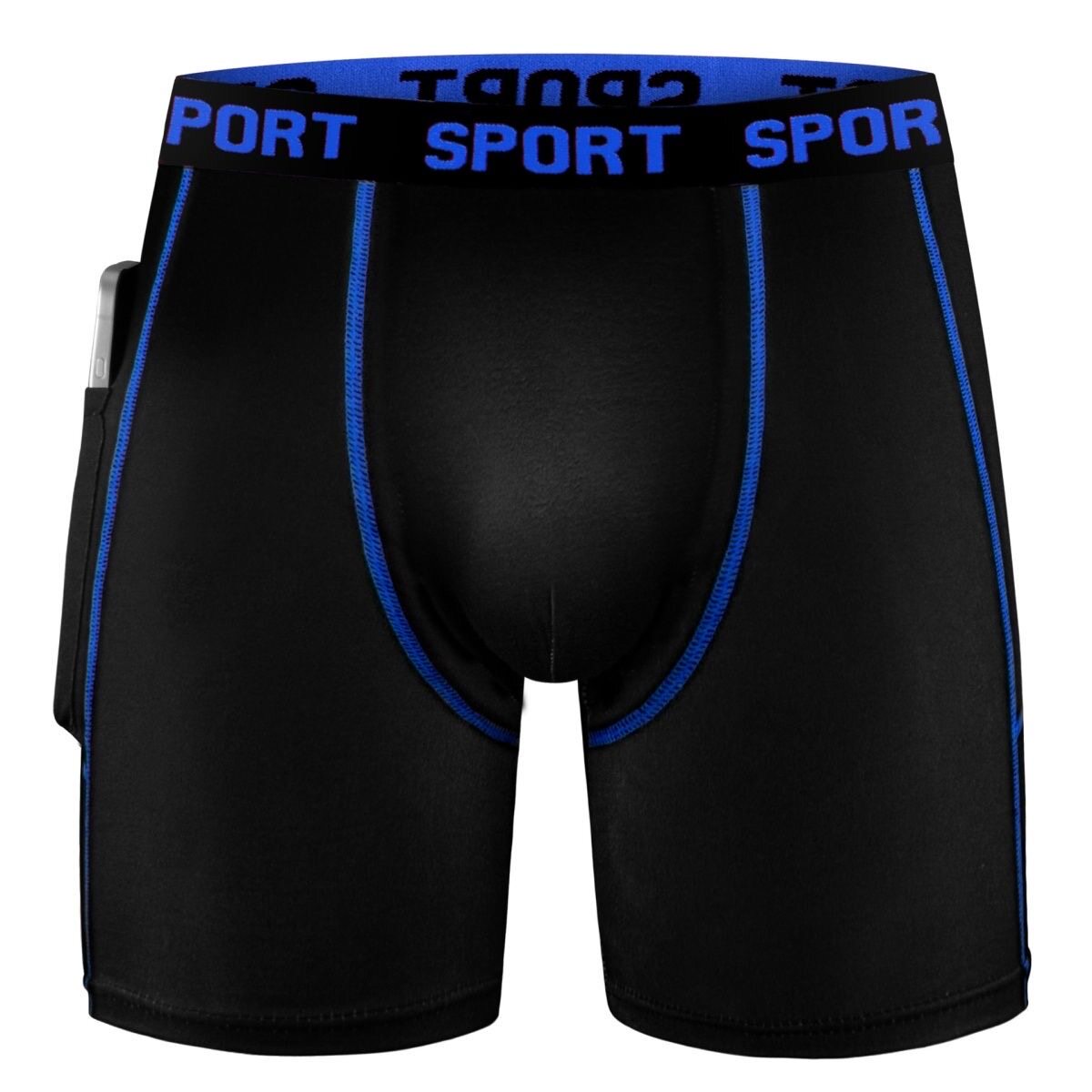 速干紧身压缩带口袋健身跑步紧身裤篮球运动五分训练透气高弹田径