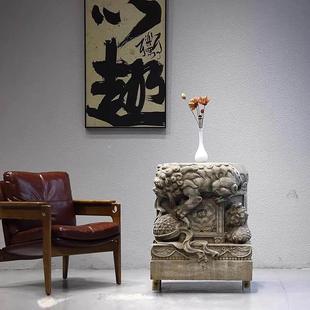 明清石雕石墩门墩青石石鼓底座狮子绣球石墩子柱顶石老旧石器石座