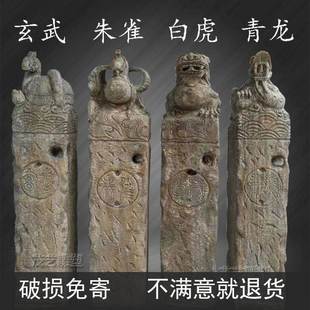 石雕拴马桩仿古做旧四大神兽拴马石柱子狮子柱基酒店庭院装饰摆件