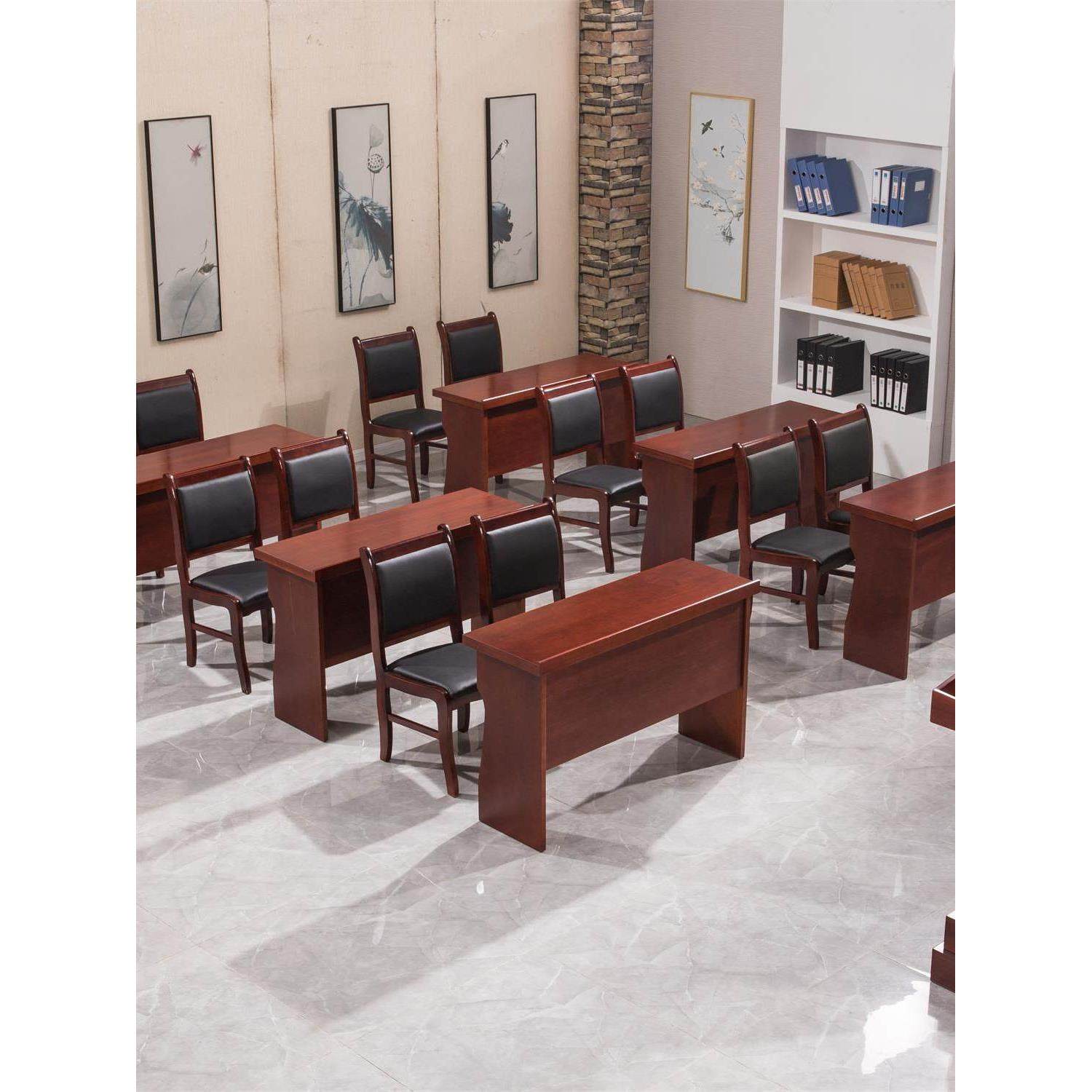 小型会议桌会议室椅组合实木双人会场党员活动室主席台油漆长条桌