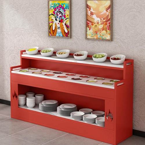 火锅店调料台商用自助小料蘸酱台麻辣烫串串香凉菜展示柜配餐桌子