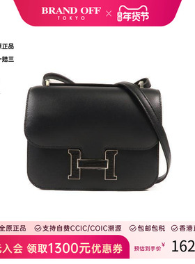 中古Hermes爱马仕女包S级99新Constance康康系列牛皮斜挎包黑色