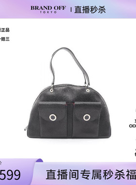 中古Bvlgari宝格丽女包B级9新handbag手提包牛皮手提包黑色