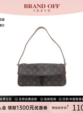 中古LV路易威登女包A级95新Viva Cite MM骆驼包老花单肩包正品