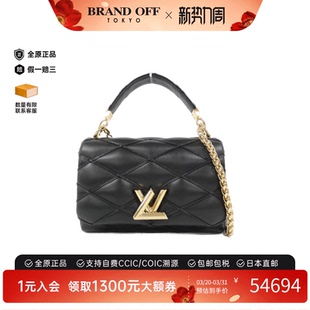 中古LV路易威登女包A级95新GO-14 MM黑色羊皮手提斜挎包