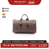 中古LV路易威登男包A级95新Keepall 50旅行袋涂层 防水帆布手提包