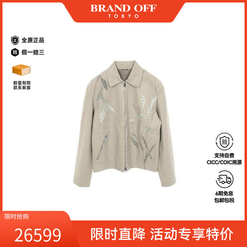 中古Hermes爱马仕男A级95新Jacket夹克外套牛皮外套灰色BRANDOFF