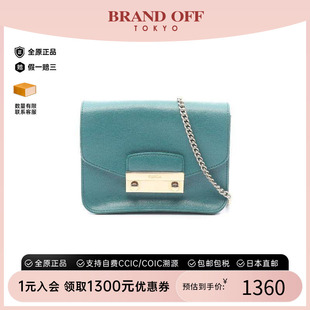 中古Furla芙拉女包A级95新Shoulder bag肩包牛皮斜挎包绿色