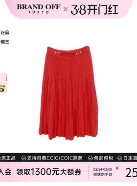 中古Gucci古驰女B级9新skirt裙子羊毛裙子红色