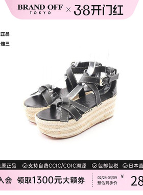 中古Loewe罗意威女A级95新Sandals凉鞋牛皮鞋黑色