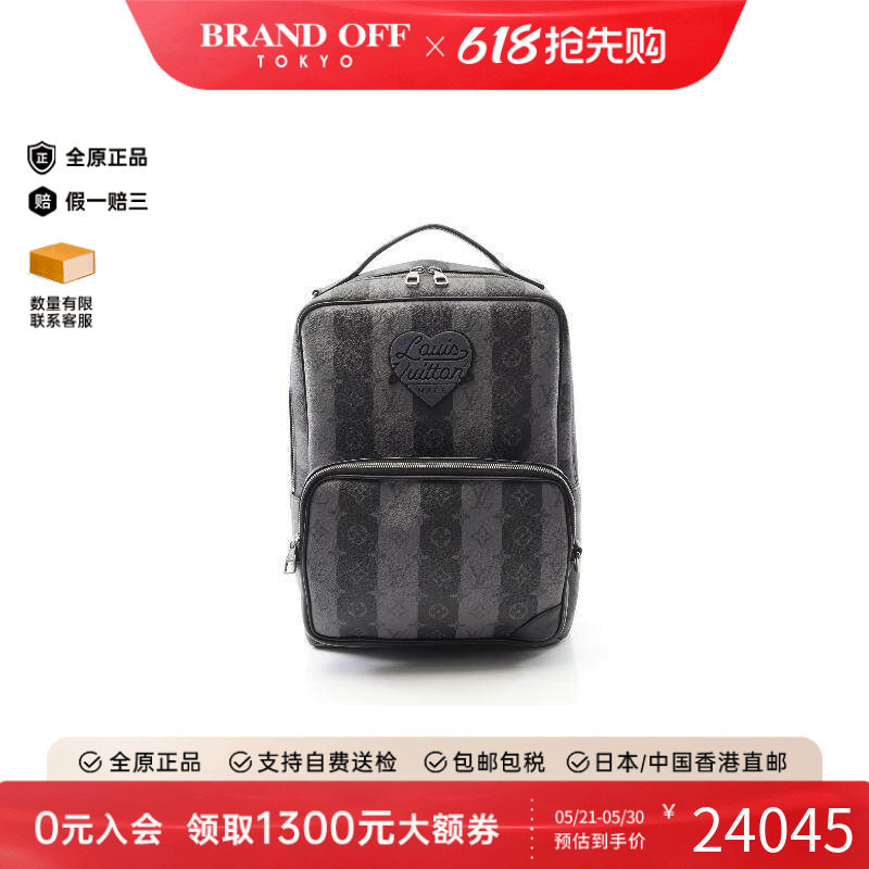 中古LV路易威登男包A级95新Backpack正品涂层/防水帆布双肩包黑色