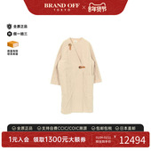 中古Hermes爱马仕女A级95新coat风衣外套帆布外套浅褐色