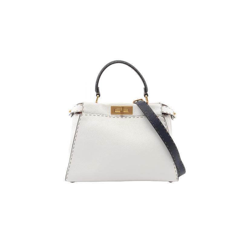 中古Fendi芬迪女包A级95新Handbag手包牛皮斜挎包白色