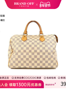 中古LV路易威登女包B级9新handbag手提包涂层/防水帆布手提包白色