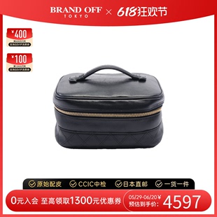 黑色 中古CHANEL 小羊皮 黄金五金手包 B级9新女包双色 化妆包