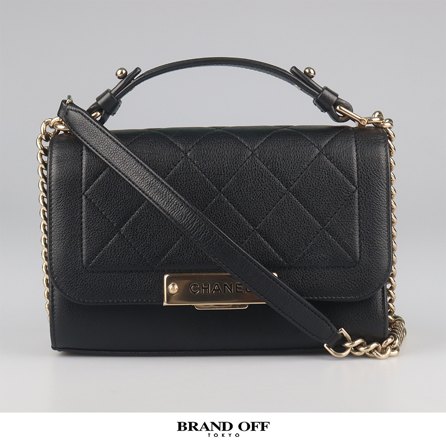 中古「9新」CHANEL(香奈儿)LABEL CLICK FLAP黑色牛皮小号斜挎包