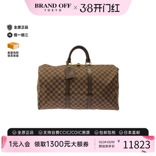 中古LV路易威登女包A级95新 Keepall波士顿棋盘格手提包正品时尚