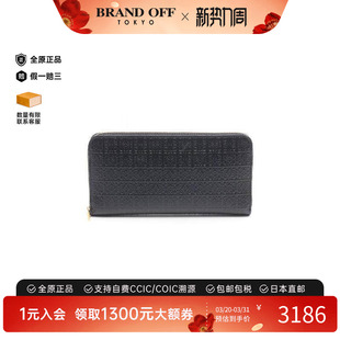 中古Loewe罗意威女A级95新round牛皮长钱包黑色