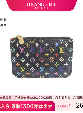 中古LV路易威登女B级9新card case卡包涂层/防水帆布卡包黑色正品