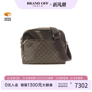中古LV路易威登男包B级9新Shoulder 防水帆布斜挎包 bag肩包涂层