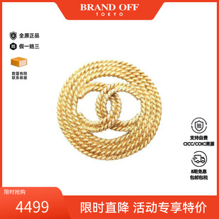 中古Chanel香奈儿女A级95新Chanel香奈儿镀金金属胸针金色正品