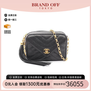 中古二奢Chanel香奈儿女士包95新V-stitch牛皮斜挎包黑色BRANDOFF