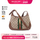 中古Gucci古驰女包B级9新Jackie 1961涂层 防水帆布斜挎包棕色