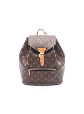 中古LV路易威登女包B级9新Montsouris涂层/防水帆布双肩包棕色
