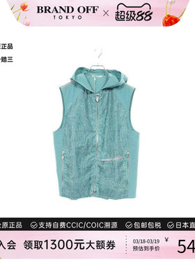 中古Hermes爱马仕男A级95新Zip-up vest拉链背心尼龙上衣绿色