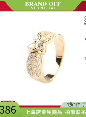 中古「95新」日本进口商品2颗水滴形群镶钻石750黄金53号戒指高级