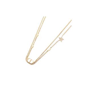 中古Dior迪奥女B级9新necklace项链镀金金属项链金色