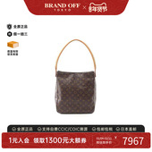 中古LV路易威登女包B级9新LoopingGM名媛包涂层 防水帆布单肩包