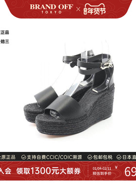 中古Hermes爱马仕女S级99新sandals凉鞋牛皮鞋黑色