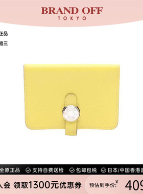 中古Hermes爱马仕女A级95新card case卡包牛皮卡包黄色