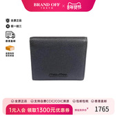 fold 中古Miu Miu缪缪女A级95新Bi wallet双折钱包羊皮短钱包黑色