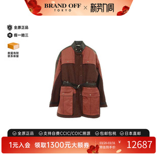 中古Hermes爱马仕女A级95新coat风衣外套羊毛外套棕色