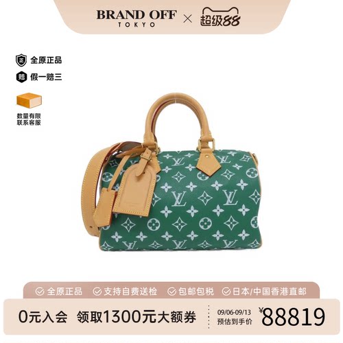 中古LV路易威登波士顿老花女包