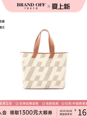 中古Hermes爱马仕女包A级95新tote bag托特包帆布托特包浅褐色