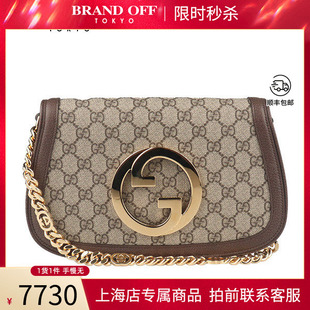 中古「95新」GUCCI(古驰)BLONDIE 肩背包乌木色GG SUPREME斜挎包