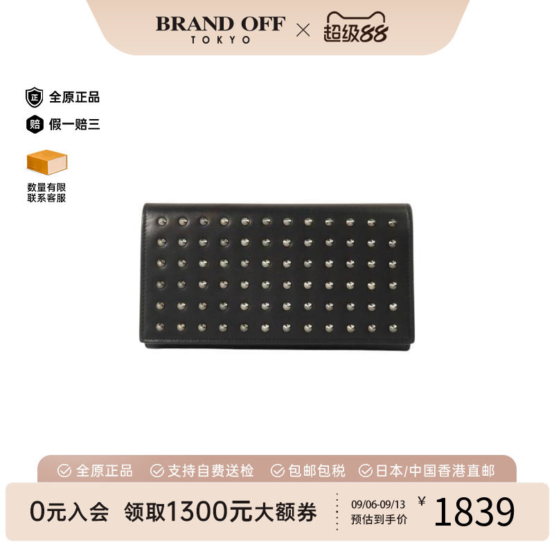 中古vintage二奢YSL圣罗兰女B级9新bi-fold双折牛皮长钱包黑色