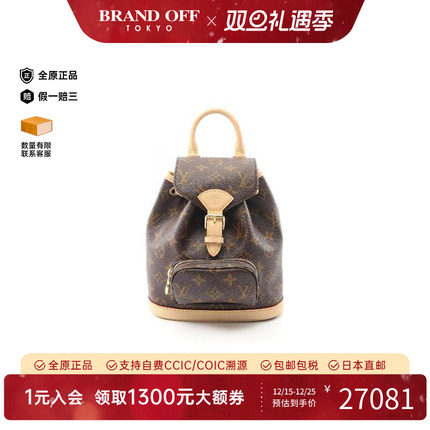 中古LV路易威登女包S级99新Backpack背包涂层/防水帆布双肩包棕色