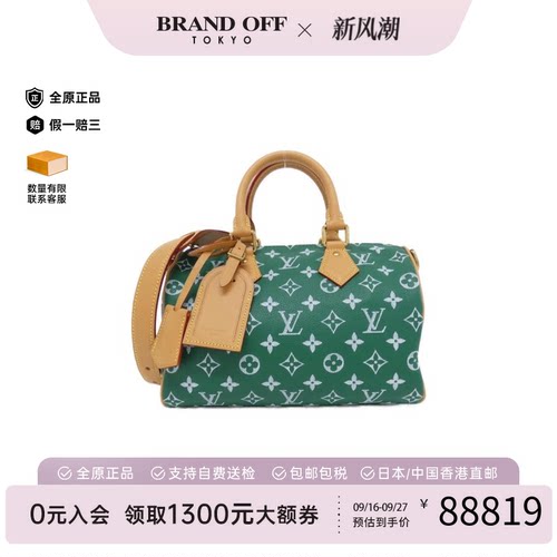 中古LV路易威登波士顿老花女包