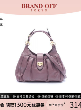 中古二奢Ferragamo菲拉格慕9新handbag手提包牛皮手提包紫色正品