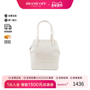 中古Versace范思哲女包C级85新Handbag手包漆皮手提包白色正品