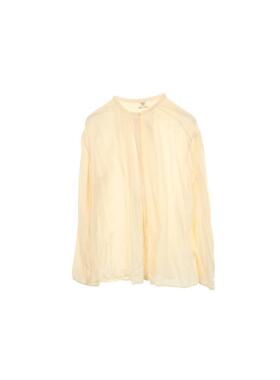 中古Hermes爱马仕女A级95新blouse女士衬衫羊毛上衣浅褐色