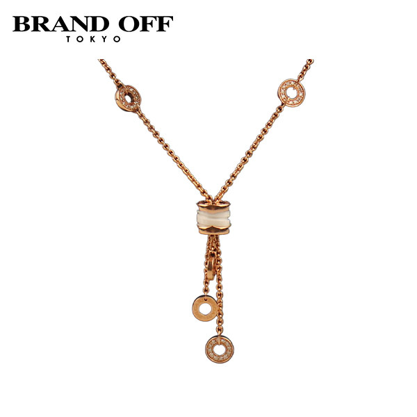 「9.5新」BVLGARI(宝格丽)B.ZERO1 白陶瓷钻石项链750玫瑰金
