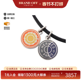 中古Hermes爱马仕女A级95新necklace项链不锈钢项链黑色BRANDOFF