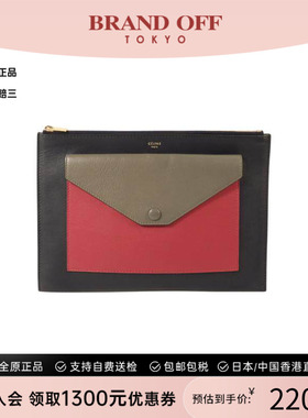 中古Celine赛琳女包A级95新second bag手提包牛皮手拿包蓝色